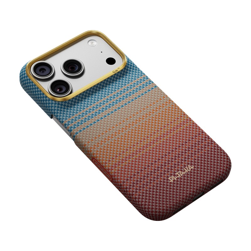 Apple iPhone 18 Pro Max Kılıf M-safe Şarj Özellikli Aramid Fiber Pitaka Sunset 2.0 California Dream Serisi - 6