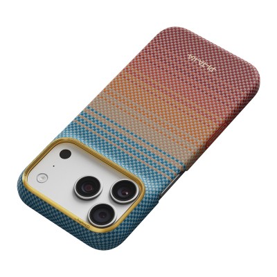 Apple iPhone 18 Pro Max Kılıf M-safe Şarj Özellikli Aramid Fiber Pitaka Sunset 2.0 California Dream Serisi - 7