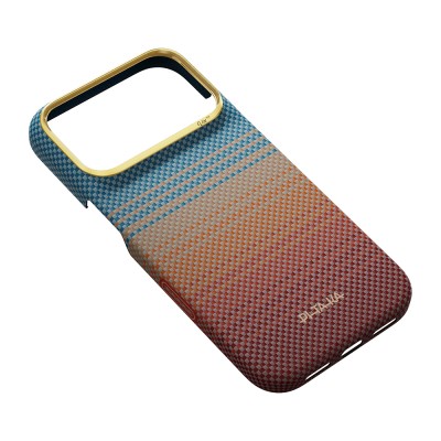 Apple iPhone 18 Pro Max Kılıf M-safe Şarj Özellikli Aramid Fiber Pitaka Sunset 2.0 California Dream Serisi - 12