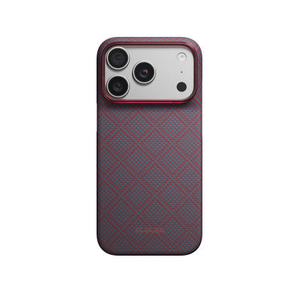 Apple iPhone 18 Pro Max Kılıf M-safe Şarj Özellikli Aramid Karbon Fiber Pitaka Argyle Serisi Kapak - 20