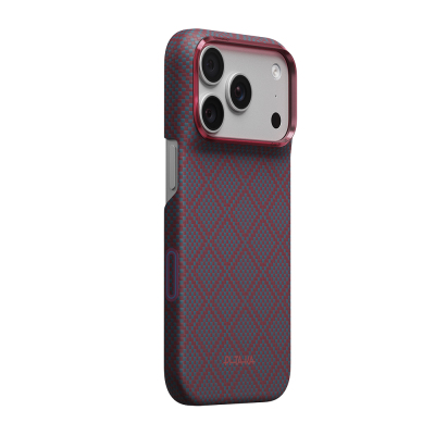 Apple iPhone 18 Pro Max Kılıf M-safe Şarj Özellikli Aramid Karbon Fiber Pitaka Argyle Serisi Kapak - 1