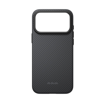 Apple iPhone 18 Pro Max Kılıf M-safe Şarj Özellikli Aramid Karbon Fiber Pitaka Military-Grade Classic Serisi New Logo Black-Grey Twill Kapak - 11