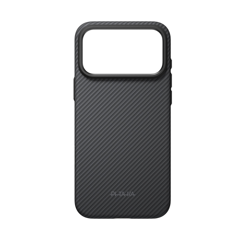 Apple iPhone 18 Pro Max Kılıf M-safe Şarj Özellikli Aramid Karbon Fiber Pitaka Military-Grade Classic Serisi New Logo Black-Grey Twill Kapak - 11
