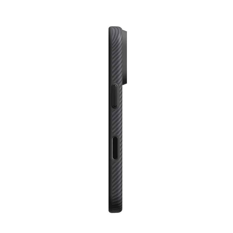 Apple iPhone 18 Pro Max Kılıf M-safe Şarj Özellikli Aramid Karbon Fiber Pitaka Military-Grade Classic Serisi New Logo Black-Grey Twill Kapak - 13