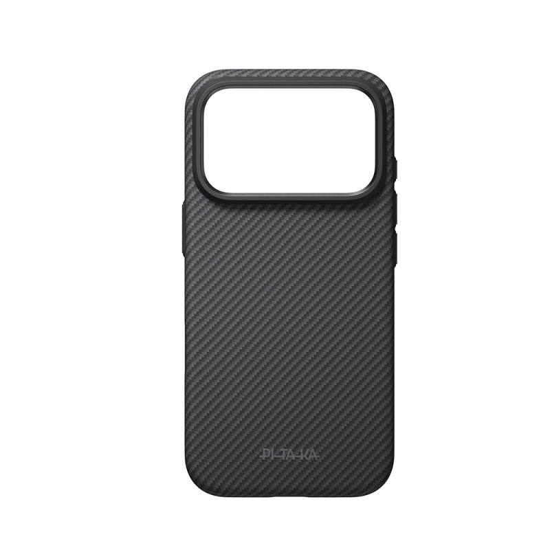 Apple iPhone 18 Pro Max Kılıf M-safe Şarj Özellikli Aramid Karbon Fiber Pitaka Military-Grade Classic Serisi New Logo Black-Grey Twill Kapak - 16