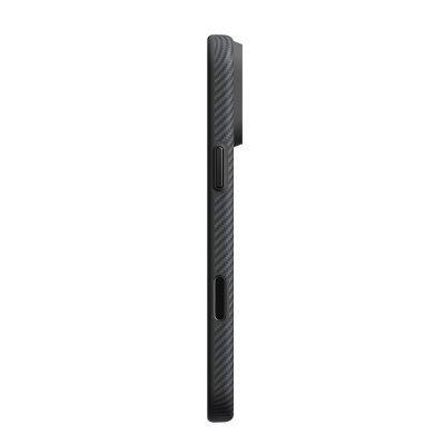 Apple iPhone 18 Pro Max Kılıf M-safe Şarj Özellikli Aramid Karbon Fiber Pitaka Military-Grade Classic Serisi New Logo Black-Grey Twill Kapak - 10