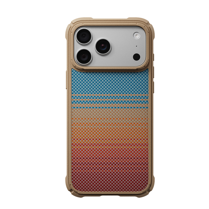 Apple iPhone 18 Pro Max Kılıf M-safe Şarj Özellikli Aramid Karbon Fiber Pitaka Sunset 2.0 California Dream Serisi Cairn Kapak - 1