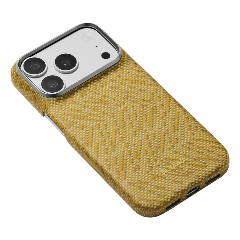 Apple iPhone 18 Pro Max Kılıf M-safe Şarj Özellikli Aramid Karbon Fiber Pitaka Wind Over Wheat Serisi Kapak - 5