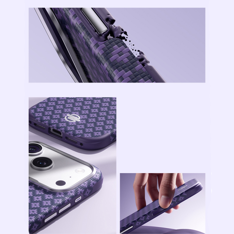 Apple iPhone 18 Pro Max Kılıf M-Safe Şarj Özellikli Benks ArmorPro ArmorEdge X9 Serisi Kevlar Karbon Kapak - 14