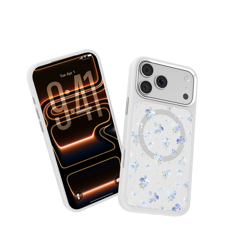 Apple iPhone 18 Pro Max Kılıf M-safe Şarj Özellikli Çiçek Tasarımlı Mutural Flower Serisi Kapak - 17