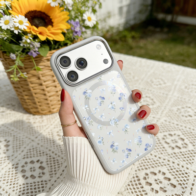 Apple iPhone 18 Pro Max Kılıf M-safe Şarj Özellikli Çiçek Tasarımlı Mutural Flower Serisi Kapak - 20