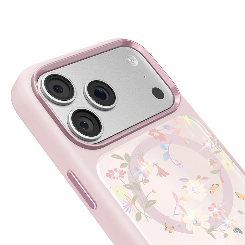 Apple iPhone 18 Pro Max Kılıf M-safe Şarj Özellikli Çiçek Tasarımlı Mutural Flower Serisi Kapak - 24