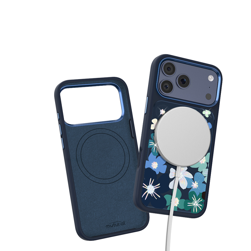 Apple iPhone 18 Pro Max Kılıf M-safe Şarj Özellikli Çiçek Tasarımlı Mutural Flower Serisi Kapak - 25