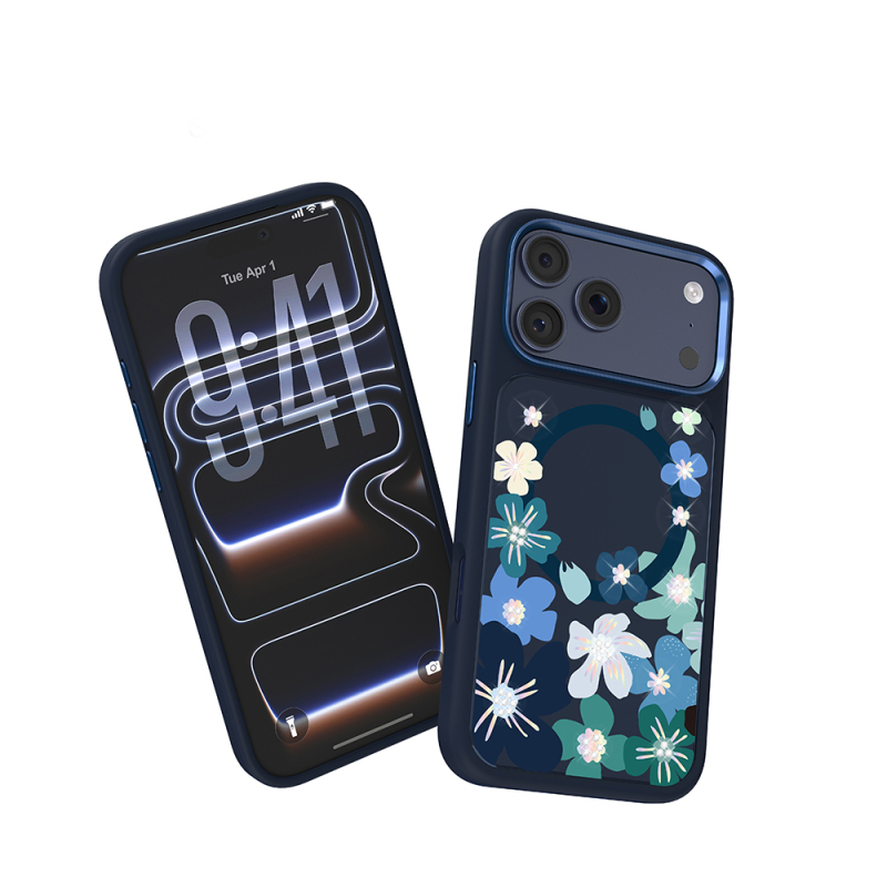 Apple iPhone 18 Pro Max Kılıf M-safe Şarj Özellikli Çiçek Tasarımlı Mutural Flower Serisi Kapak - 35