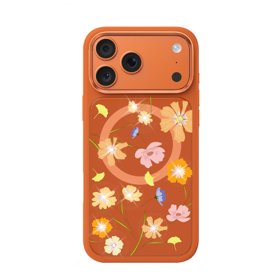 Apple iPhone 18 Pro Max Kılıf M-safe Şarj Özellikli Çiçek Tasarımlı Mutural Flower Serisi Kapak - 2