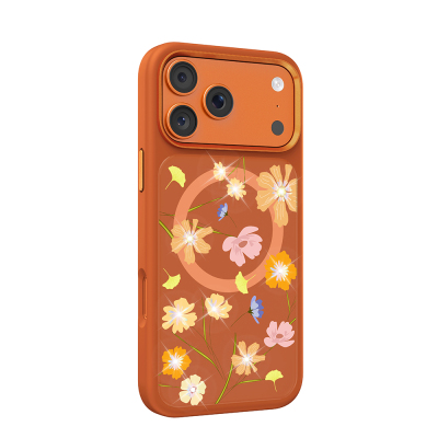 Apple iPhone 18 Pro Max Kılıf M-safe Şarj Özellikli Çiçek Tasarımlı Mutural Flower Serisi Kapak - 6