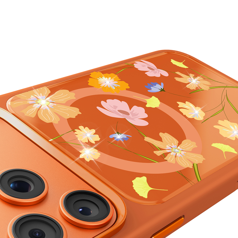 Apple iPhone 18 Pro Max Kılıf M-safe Şarj Özellikli Çiçek Tasarımlı Mutural Flower Serisi Kapak - 40