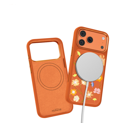 Apple iPhone 18 Pro Max Kılıf M-safe Şarj Özellikli Çiçek Tasarımlı Mutural Flower Serisi Kapak - 14
