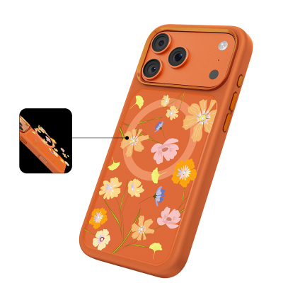 Apple iPhone 18 Pro Max Kılıf M-safe Şarj Özellikli Çiçek Tasarımlı Mutural Flower Serisi Kapak - 18