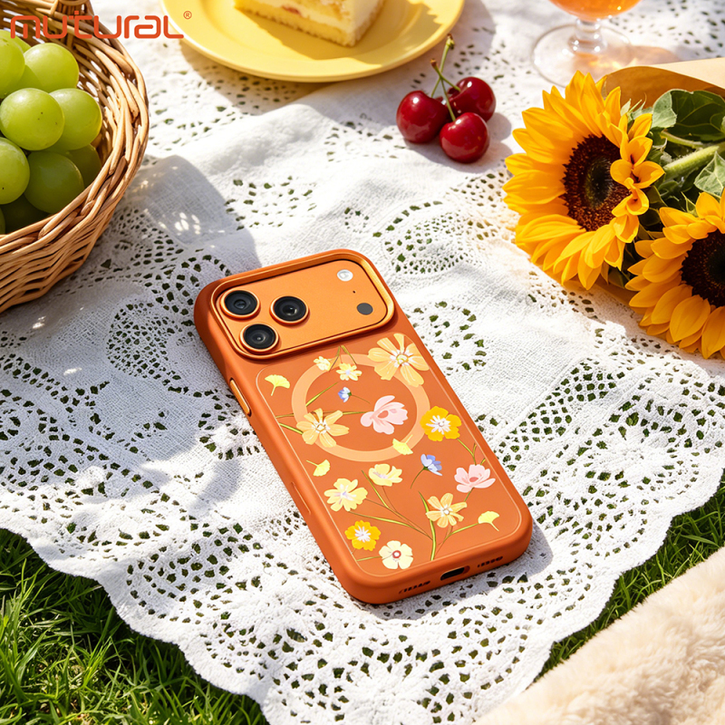 Apple iPhone 18 Pro Max Kılıf M-safe Şarj Özellikli Çiçek Tasarımlı Mutural Flower Serisi Kapak - 38