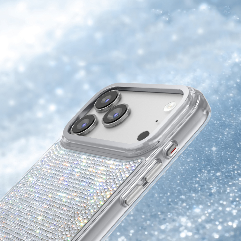 Apple iPhone 18 Pro Max Kılıf M-Safe Şarj Özellikli El İşlemeli Swarovski Taşlı Zore Paris Riva Sert PC Kapak - 5