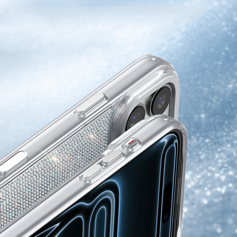 Apple iPhone 18 Pro Max Kılıf M-Safe Şarj Özellikli El İşlemeli Swarovski Taşlı Zore Paris Riva Sert PC Kapak - 9
