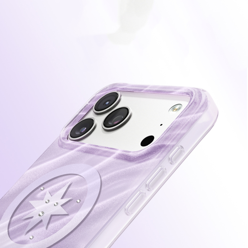 Apple iPhone 18 Pro Max Kılıf M-Safe Şarj Özellikli Orjinal Swarovski Taşlı Zore Paris Rovix Sert PC Kapak - 12