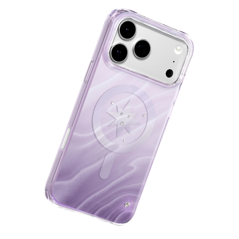 Apple iPhone 18 Pro Max Kılıf M-Safe Şarj Özellikli Orjinal Swarovski Taşlı Zore Paris Rovix Sert PC Kapak - 4