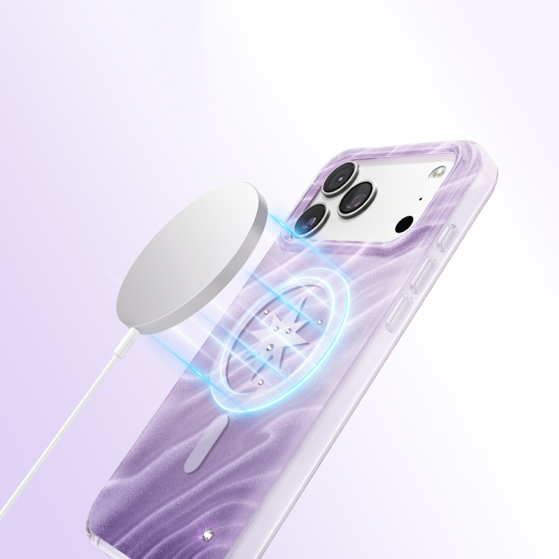 Apple iPhone 18 Pro Max Kılıf M-Safe Şarj Özellikli Orjinal Swarovski Taşlı Zore Paris Rovix Sert PC Kapak - 7