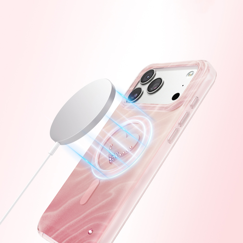 Apple iPhone 18 Pro Max Kılıf M-Safe Şarj Özellikli Orjinal Swarovski Taşlı Zore Paris Rovix Sert PC Kapak - 16