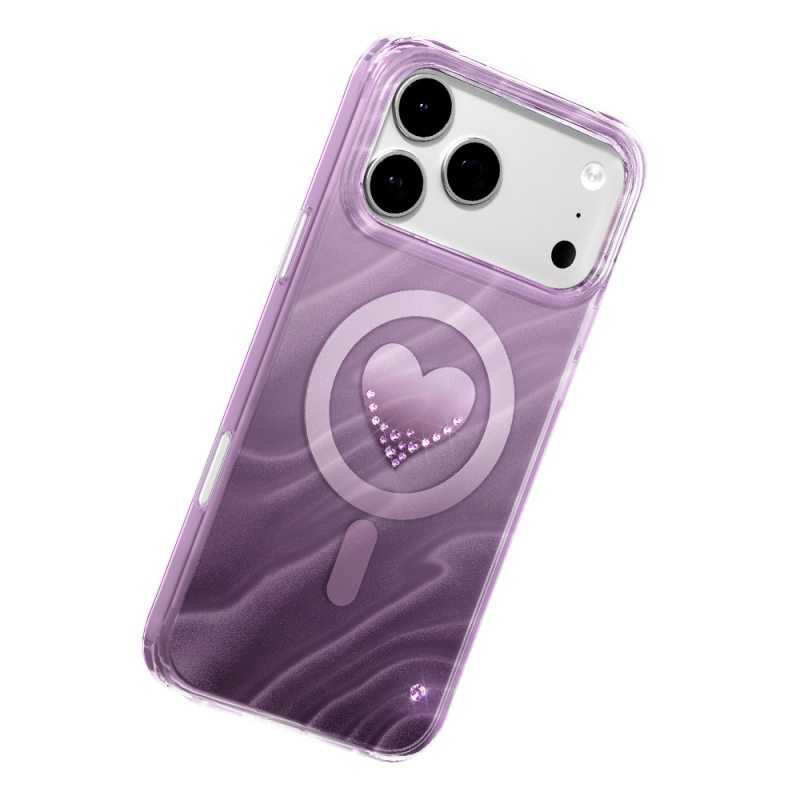 Apple iPhone 18 Pro Max Kılıf M-Safe Şarj Özellikli Orjinal Swarovski Taşlı Zore Paris Rovix Sert PC Kapak - 21