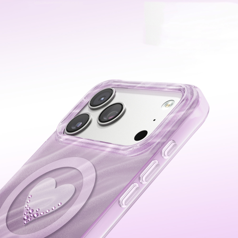 Apple iPhone 18 Pro Max Kılıf M-Safe Şarj Özellikli Orjinal Swarovski Taşlı Zore Paris Rovix Sert PC Kapak - 23