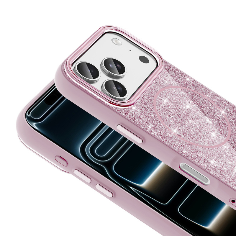 Apple iPhone 18 Pro Max Kılıf M-safe Şarj Özellikli Parlayan Simli Zore Okso Kapak - 16