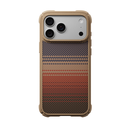 Apple iPhone 18 Pro Max Kılıf M-safe Şarj Özellikli Pitaka Tactile Woven Sunset-Moonrise Aramid Serisi Cairn Kapak - 1