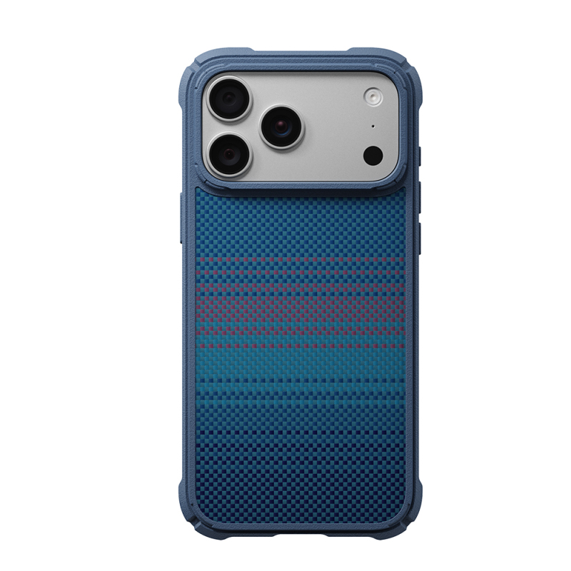 Apple iPhone 18 Pro Max Kılıf M-safe Şarj Özellikli Pitaka Tactile Woven Sunset-Moonrise Aramid Serisi Cairn Kapak - 2