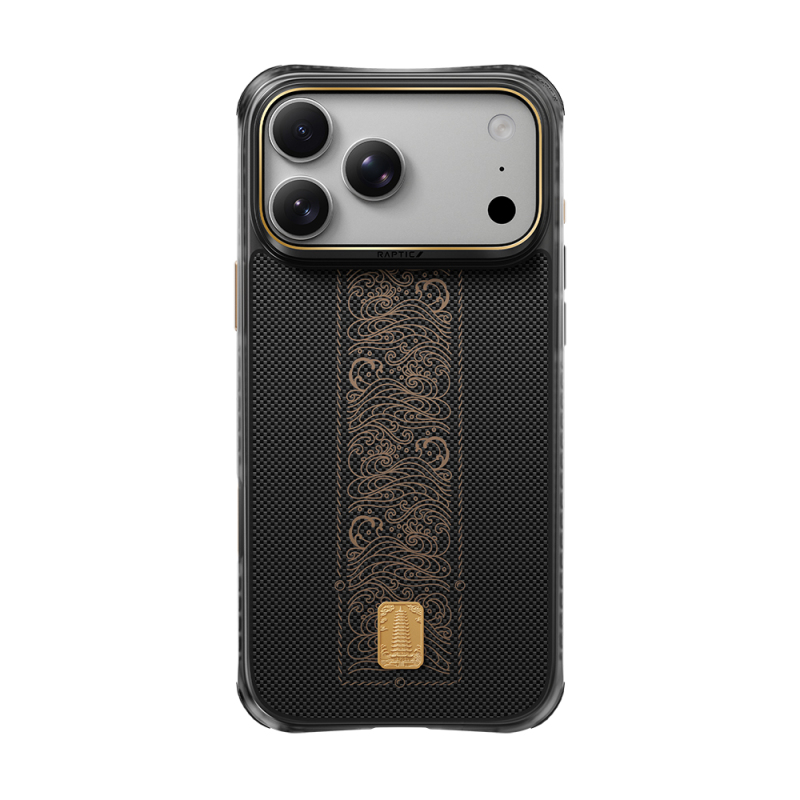 Apple iPhone 18 Pro Max Kılıf M-safe Şarj Özellikli Raptic Aramid Dual Rise Serisi 24 Ayar Altın Kaplamalı Karbon Kapak - 1