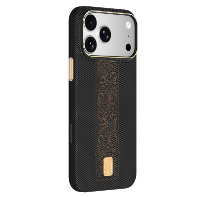 Apple iPhone 18 Pro Max Kılıf M-safe Şarj Özellikli Raptic Aramid Skin Rise Serisi 24 Ayar Altın Kaplamalı Karbon Kapak - 5