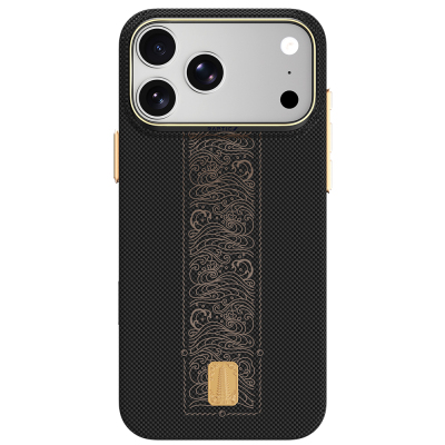 Apple iPhone 18 Pro Max Kılıf M-safe Şarj Özellikli Raptic Aramid Skin Rise Serisi 24 Ayar Altın Kaplamalı Karbon Kapak - 1