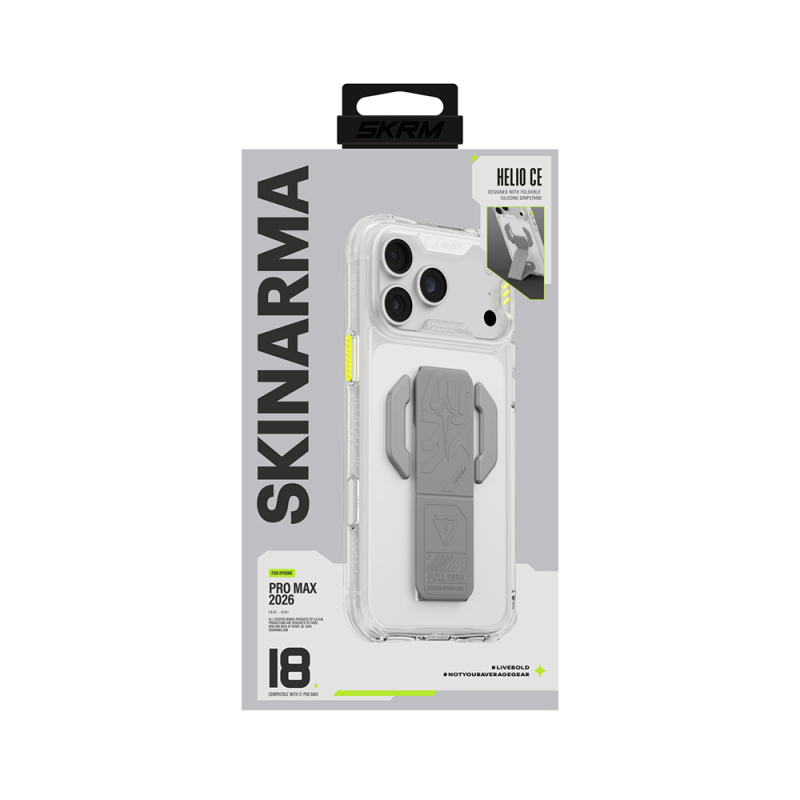 Apple iPhone 18 Pro Max Kılıf M-safe Şarj Özellikli Teknoloji Desenli Skinarma Helio CE Mag Charge Standlı Kapak - 12