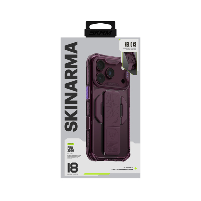 Apple iPhone 18 Pro Max Kılıf M-safe Şarj Özellikli Teknoloji Desenli Skinarma Helio CE Mag Charge Standlı Kapak - 24