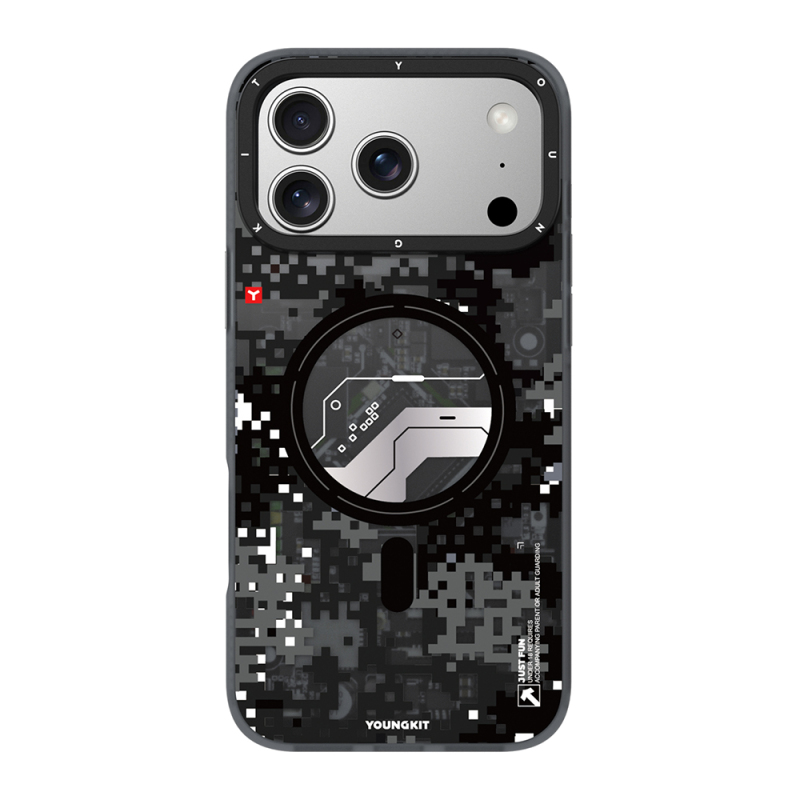 Apple iPhone 18 Pro Max Kılıf M-Safe Şarj Özellikli Youngkit Camouflage Sykell Serisi Kapak - 4