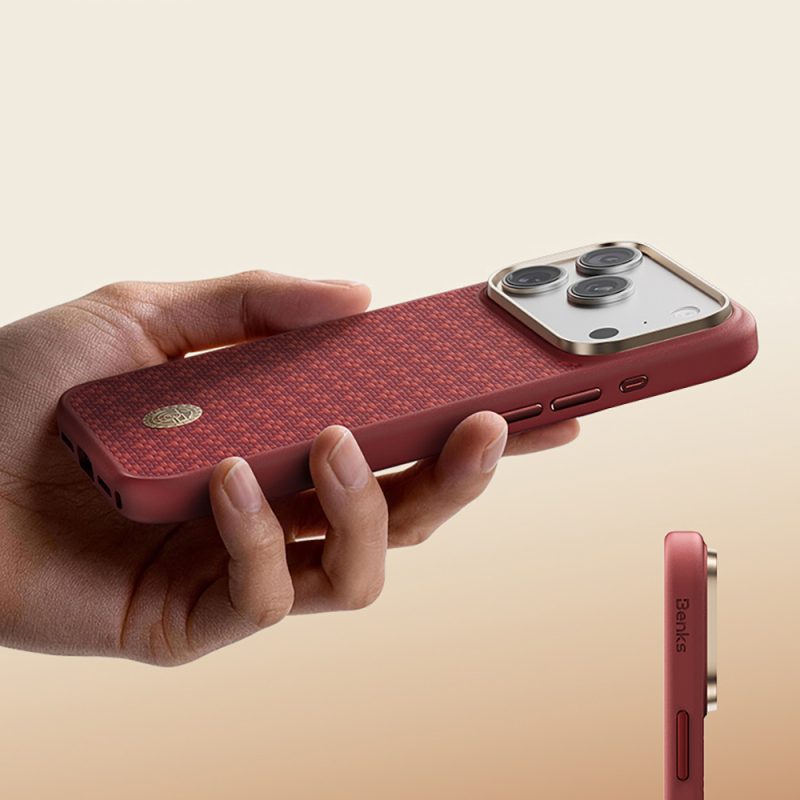 Apple iPhone 18 Pro Max Kılıf M-Safe Şarj Özellikli Yükseltilmiş Kamera Çerçeveli Benks ArmorPro ArmorGrid Serisi Kevlar Karbon Kapak - 5