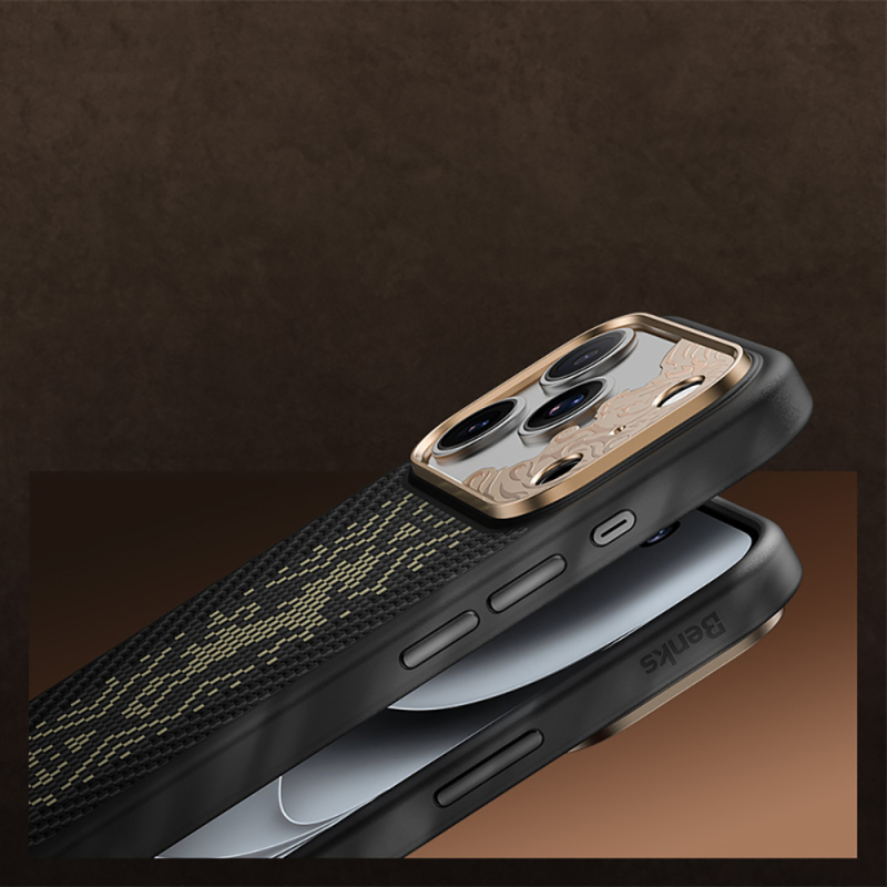 Apple iPhone 18 Pro Max Kılıf M-safe Şarj Özellikli Yükseltilmiş Kamera Çerçeveli Karbon Fiber Tasarımlı Benks Knight ArmorPro Kevlar Kapak - 8