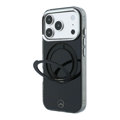 Apple iPhone 18 Pro Max Kılıf Mercedes Benz Orjinal Lisanslı M-safe Şarj Özellikli 360 Derece Dönebilen Standlı Metal Logolu Sert PC Kapak - 1