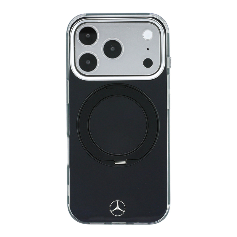 Apple iPhone 18 Pro Max Kılıf Mercedes Benz Orjinal Lisanslı M-safe Şarj Özellikli 360 Derece Dönebilen Standlı Metal Logolu Sert PC Kapak - 4