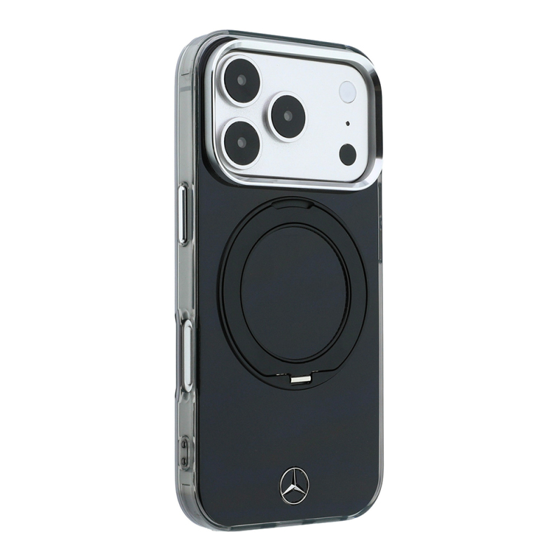Apple iPhone 18 Pro Max Kılıf Mercedes Benz Orjinal Lisanslı M-safe Şarj Özellikli 360 Derece Dönebilen Standlı Metal Logolu Sert PC Kapak - 5