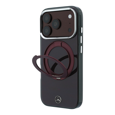 Apple iPhone 18 Pro Max Kılıf Mercedes Benz Orjinal Lisanslı M-safe Şarj Özellikli 360 Derece Dönebilen Standlı Metal Logolu Sert PC Kapak - 2