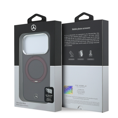 Apple iPhone 18 Pro Max Kılıf Mercedes Benz Orjinal Lisanslı M-safe Şarj Özellikli 360 Derece Dönebilen Standlı Metal Logolu Sert PC Kapak - 16