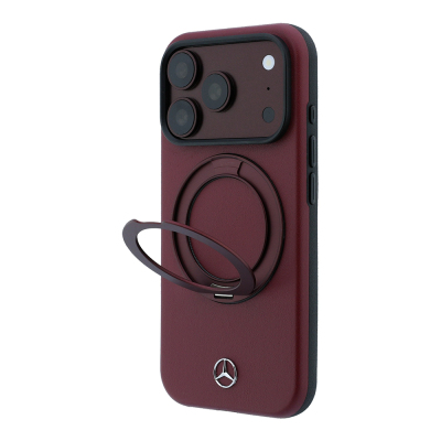 Apple iPhone 18 Pro Max Kılıf Mercedes Benz Orjinal Lisanslı M-safe Şarj Özellikli 360 Derece Dönebilen Standlı PU Metal Logolu Kapak - 2