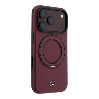 Apple iPhone 18 Pro Max Kılıf Mercedes Benz Orjinal Lisanslı M-safe Şarj Özellikli 360 Derece Dönebilen Standlı PU Metal Logolu Kapak - 4